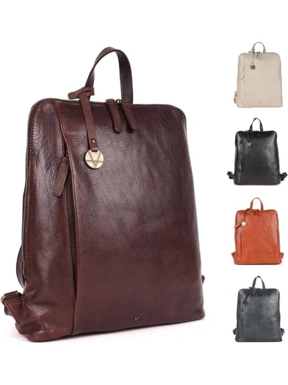 Stylish 12.5" Brown Genuine Leather Backpack for Travel, School & Daily Use